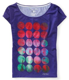 Aeropostale Womens Dots Circle Bubbles Design Pullover Blouse Purple Small レディース