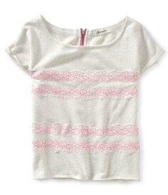 Aeropostale Womens Zip Lace Embellished T-Shirt レディース