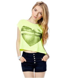 Aeropostale Womens Beach Heart Graphic T-Shirt Yellow X-Large レディース