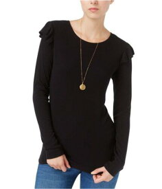 maison Jules Womens Ruffled Knit Blouse Black X-Small レディース