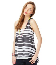 Aeropostale Womens Sheer Striped Extended Back Tank Top レディース