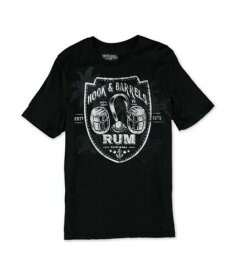 No Borders Mens Hook & Barrels Rum Graphic T-Shirt Black Small メンズ