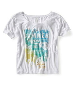Aeropostale Womens Summerfest Dolman Graphic T-Shirt White Large レディース