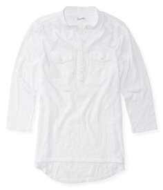 Aeropostale Womens Solid Popever Henley Shirt White X-Small レディース