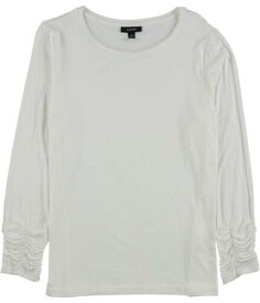 Alfani Womens Ruched Sleeve Pullover Blouse White Large レディース