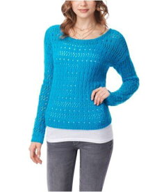 Aeropostale Womens Crochet Pullover Knit Sweater Blue Large レディース