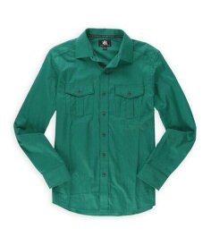 Rock & Republic Mens Solid Pocket Button Up Shirt Green Small メンズ