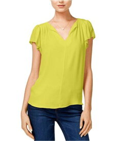 maison Jules Womens Flutter-Sleeve Pullover Blouse Yellow XX-Large レディース