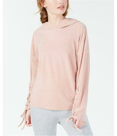 Material Girl Womens Velour Hoodie Sweatshirt Pink Large レディース