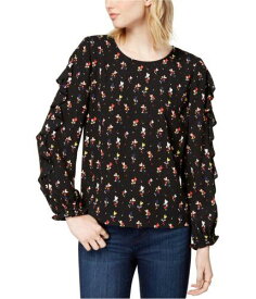 maison Jules Maison Jules Womens Printed Ruffled Pullover Blouse レディース