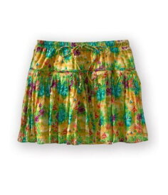 Aeropostale Womens Lined Pleated Floral Mini Skirt Yellow X-Small レディース