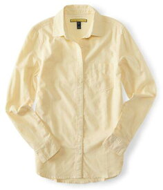 Aeropostale Womens Oxford Button Up Shirt Yellow Small レディース