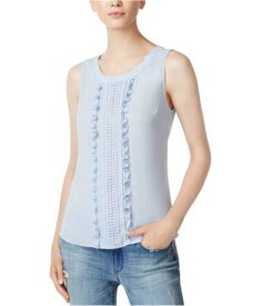 maison Jules Womens Ruffled Knit Blouse Blue Large レディース