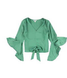 bar III Womens Tie-Front Knit Blouse Green Small レディース