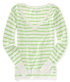 Aeropostale Womens Stripe Knit Sweater Green Medium レディース