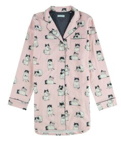Star + Skye スター Star Skye Womens Cat Flannel Pajama Shirt Dress Pink Medium レディース