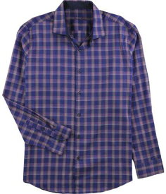 Tasso Elba Mens Bossini Plaid Button Up Shirt Purple Small メンズ