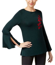 Cable & Gauge Womens Embroidered Pullover Blouse Green Small レディース