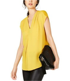 I-N-C Womens Inverted Pleat Pullover Blouse Yellow Large レディース