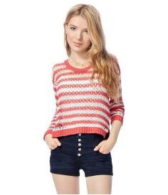 Aeropostale Womens Crochet Knit Sweater Red X-Large レディース