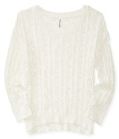 Aeropostale Womens Sheer Cable Pullover Sweater Off-White X-Large レディース