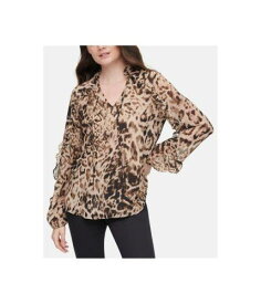 カルバンクライン Calvin Klein Womens Leopard Print Pullover Blouse レディース