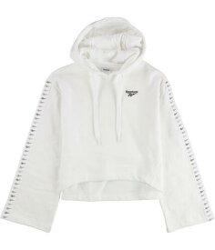 リーボック Reebok Womens Vector Logo Strips Hoodie Sweatshirt White Small レディース