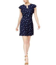 maison Jules Womens Printed Ruffled Dress Blue Small レディース