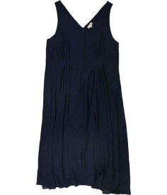 maison Jules Womens Solid Pleated Fit & Flare Dress Blue XX-Large レディース