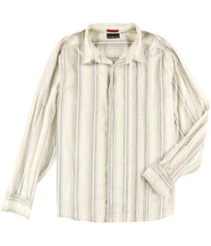 ディーケーエヌワイ DKNY Mens Striped Button Up Shirt Beige Large メンズ