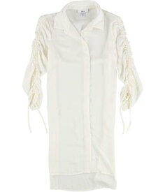 bar III Womens Ruched Tunic Blouse Off-White Medium レディース