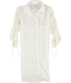 bar III Womens Ruched Tunic Blouse Off-White XX-Small レディース