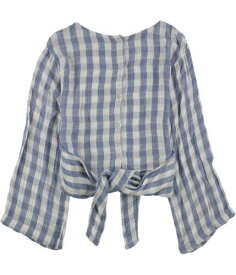 Tags Weekly Womens Tie-Front Button Down Blouse Blue Small レディース