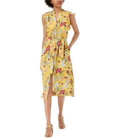 maison Jules Womens Flutter-Sleeve Midi Dress Yellow Medium レディース