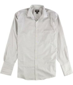 Tasso Elba Mens Checkered Non Iron Button Up Shirt Beige X-Large メンズ