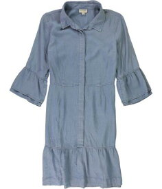 maison Jules Womens Ruffled Shirt Dress Blue 12 レディース