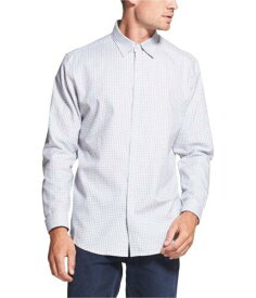 ディーケーエヌワイ DKNY Mens Woven Check Button Up Shirt White Medium メンズ