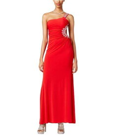 City Studio Womens Solid Gown One Shoulder Dress Red 13 レディース