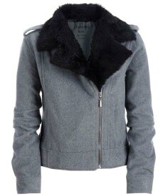Aeropostale Womens Zip Up Faux Fur Collar Field Jacket Grey X-Small レディース