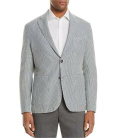 Lubiam Mens Cotton Linen Stripe Two Button Blazer Jacket Blue 54 Regular メンズ