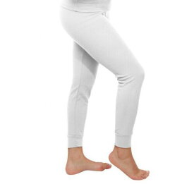 Comfort U Women's Cotton Waffle Knit Thermal Underwear Stretch White Pants - Small レディース