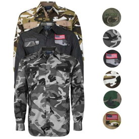 Swaggers Men's US Military American Long Sleeve Button Up Camo Casual Dress Shirt メンズ