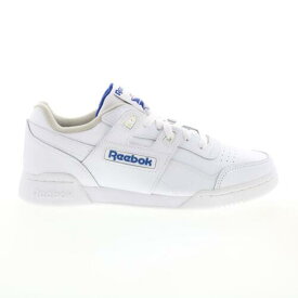 リーボック Reebok Workout Plus Mens White Leather Lace Up Lifestyle Sneakers Shoes メンズ