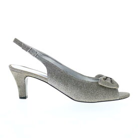 デイビッドテイト David Tate Spirit Womens Gray Wide Canvas Hook & Loop Slingback Heels Shoes 7.5 レディース