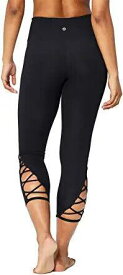 Core 10 Womens High Waist Yoga Lattice 7/8 Crop Legging - 24 (XS-3X) Black Size レディース