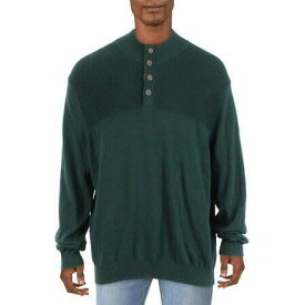 Club Room Mens Cotton Button Mock Turtleneck Sweater Green Size XXL メンズ
