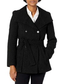 カルバンクライン Calvin Klein Womens Petite Sized Double Breated Wool Coat BBT 12P Black レディース