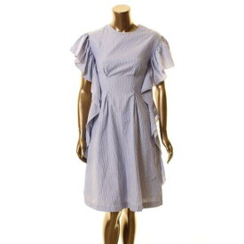 English Factory ENGLISH FACTORY NEW Women's Blue Striped Shirred Ruffled Midi Dress XS TEDO レディース