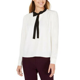 Calvin Klein カルバンクライン CALVIN KLEIN NEW Women's Petite Contrast Tie-neck Blouse Shirt Top PS TEDO レディース