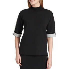 Calvin Klein カルバンクライン CALVIN KLEIN NEW Women's Contrast-cuff Mock Neck Sweater Top TEDO レディース